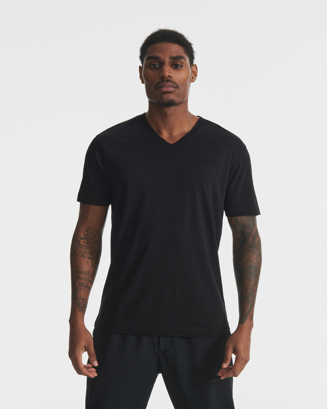 Black Pima V Neck