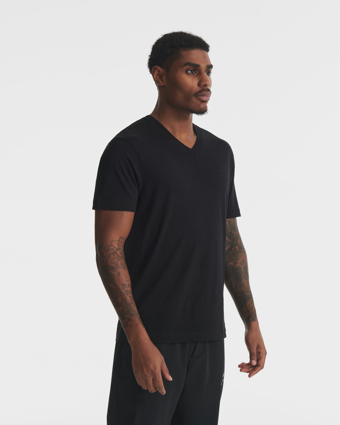 Black Pima V Neck