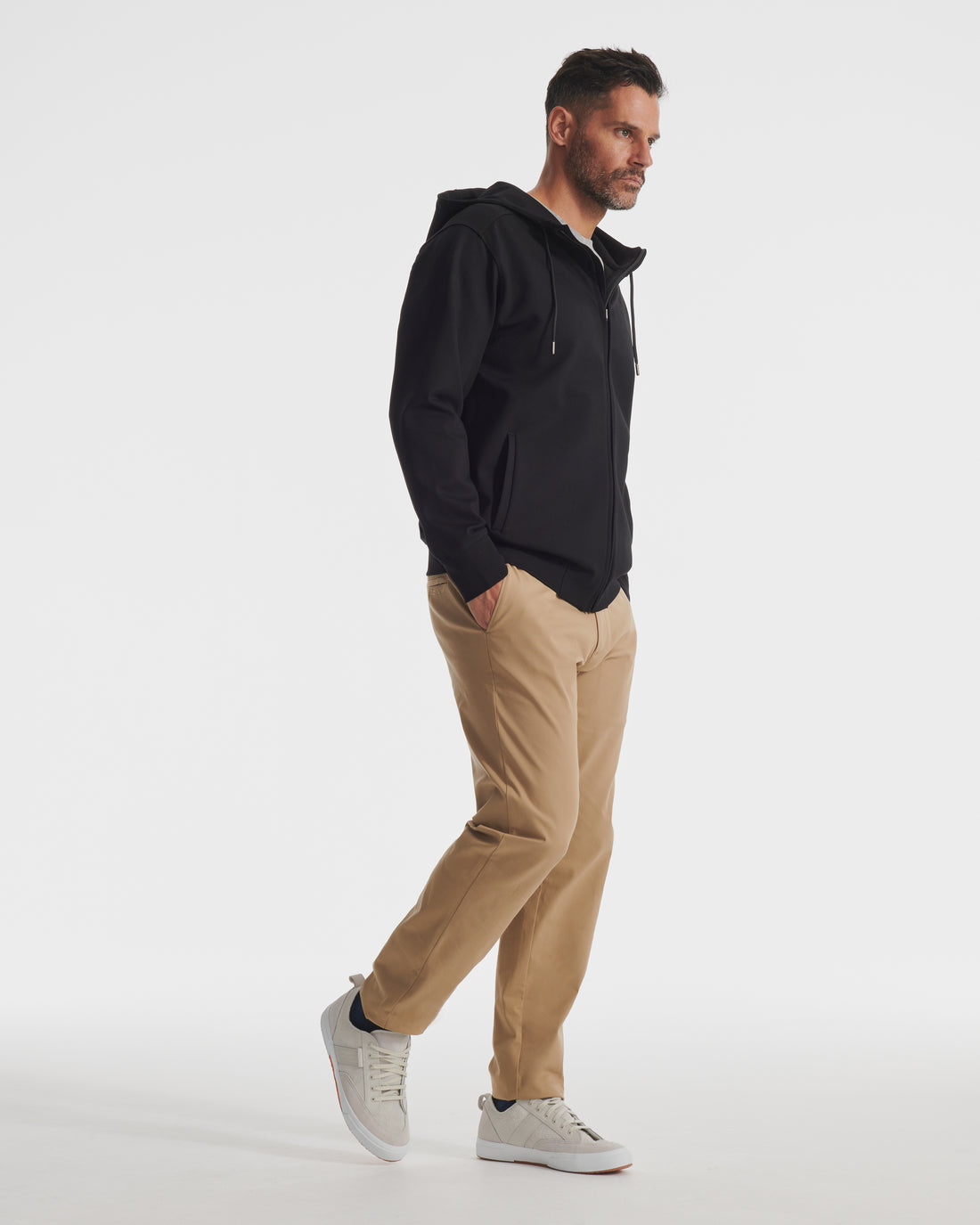 Black Dual Knit Full-Zip Hoodie