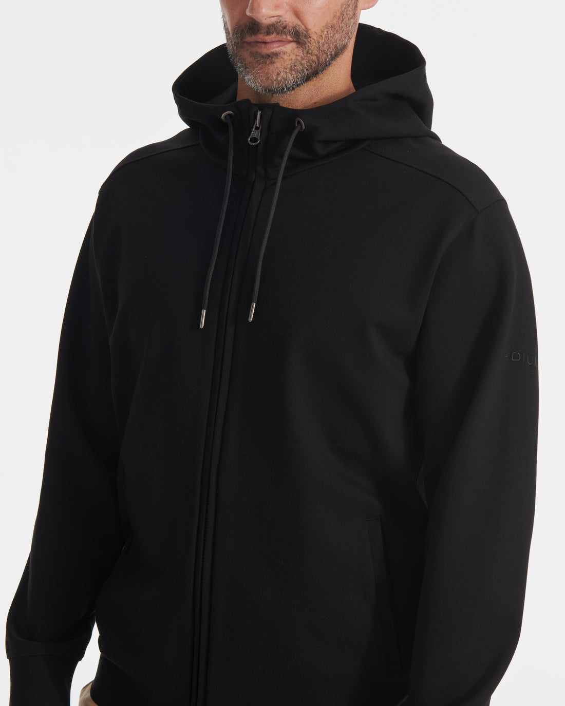 Black Dual Knit Full-Zip Hoodie