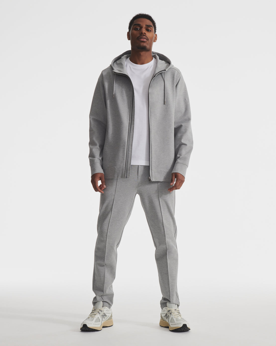 Heather Grey Dual Knit Full-Zip Hoodie