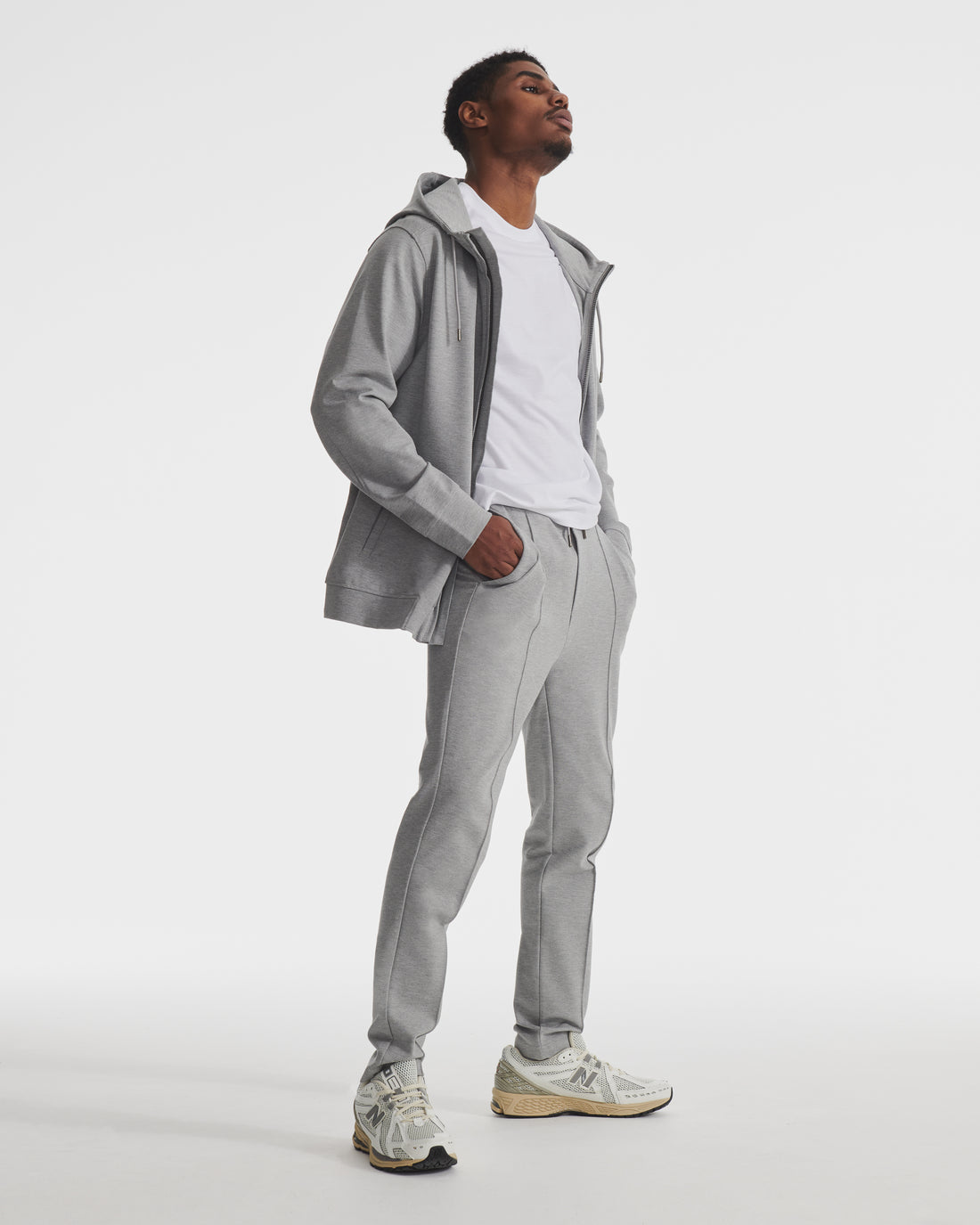 Heather Grey Dual Knit Full-Zip Hoodie