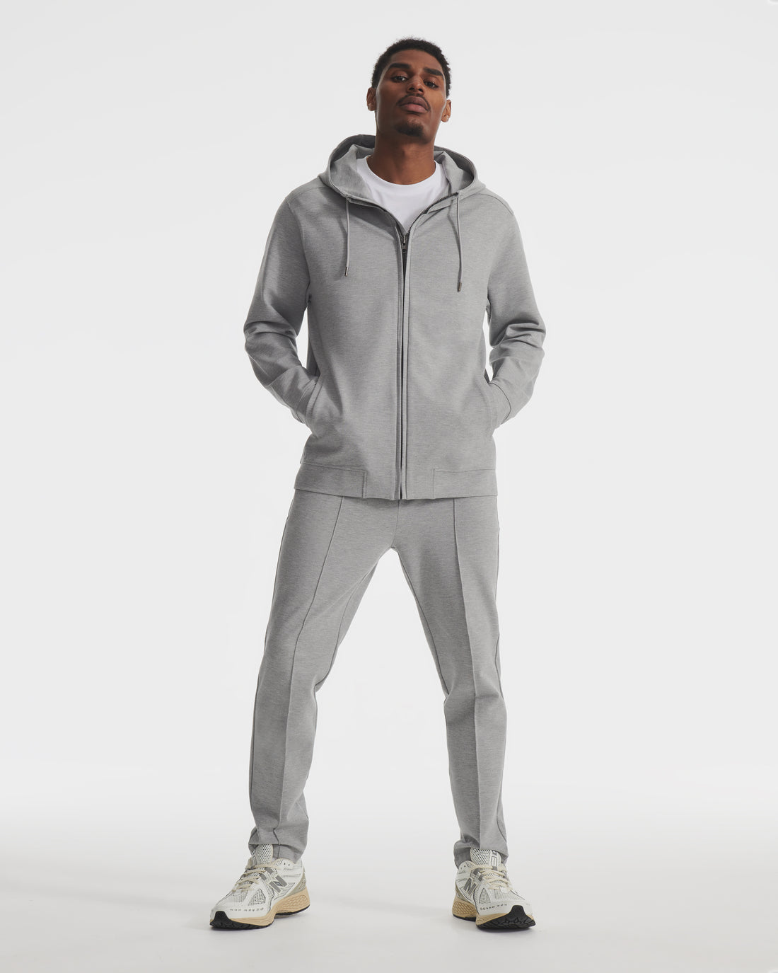 Heather Grey Dual Knit Full-Zip Hoodie