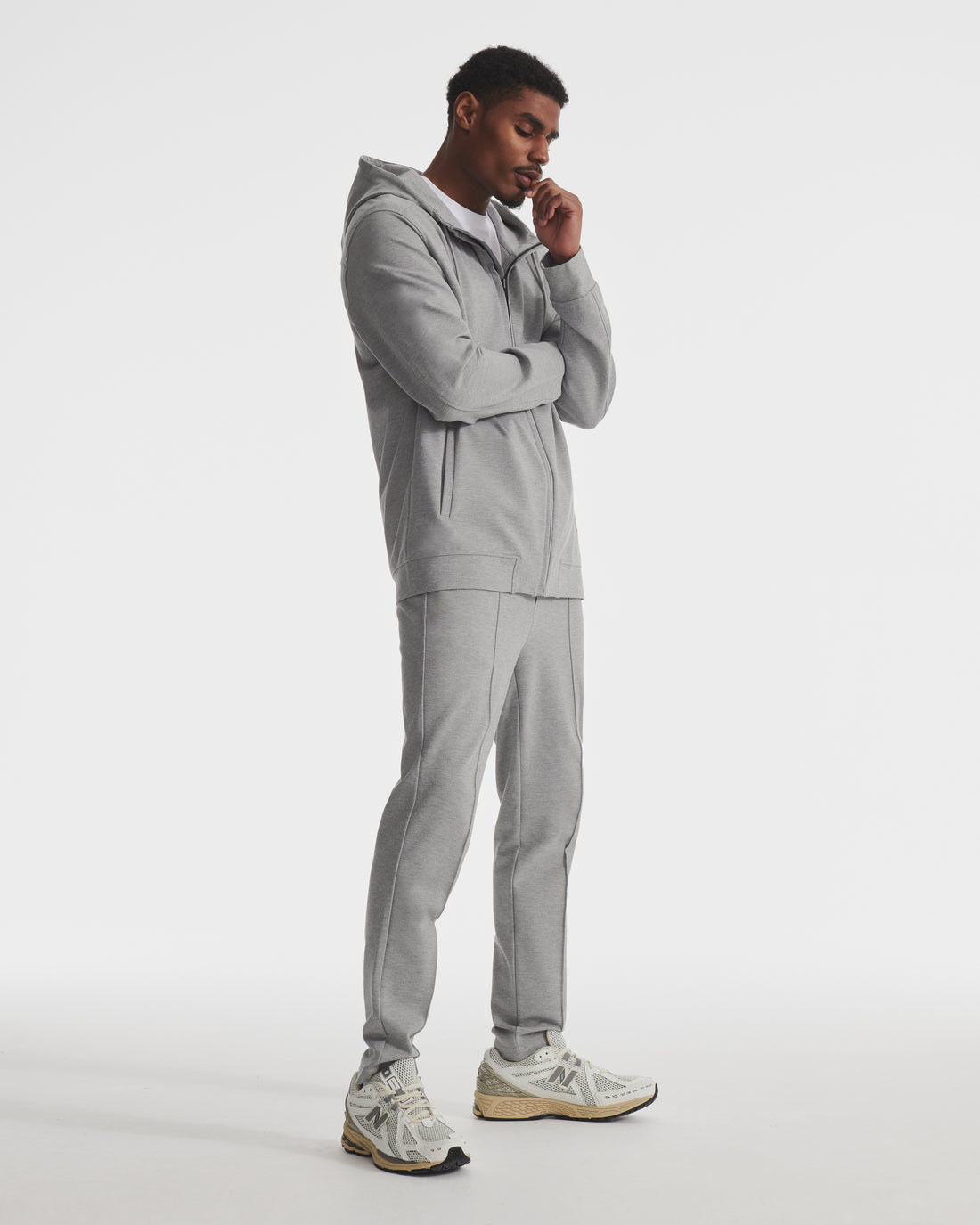 Heather Grey Dual Knit Full-Zip Hoodie