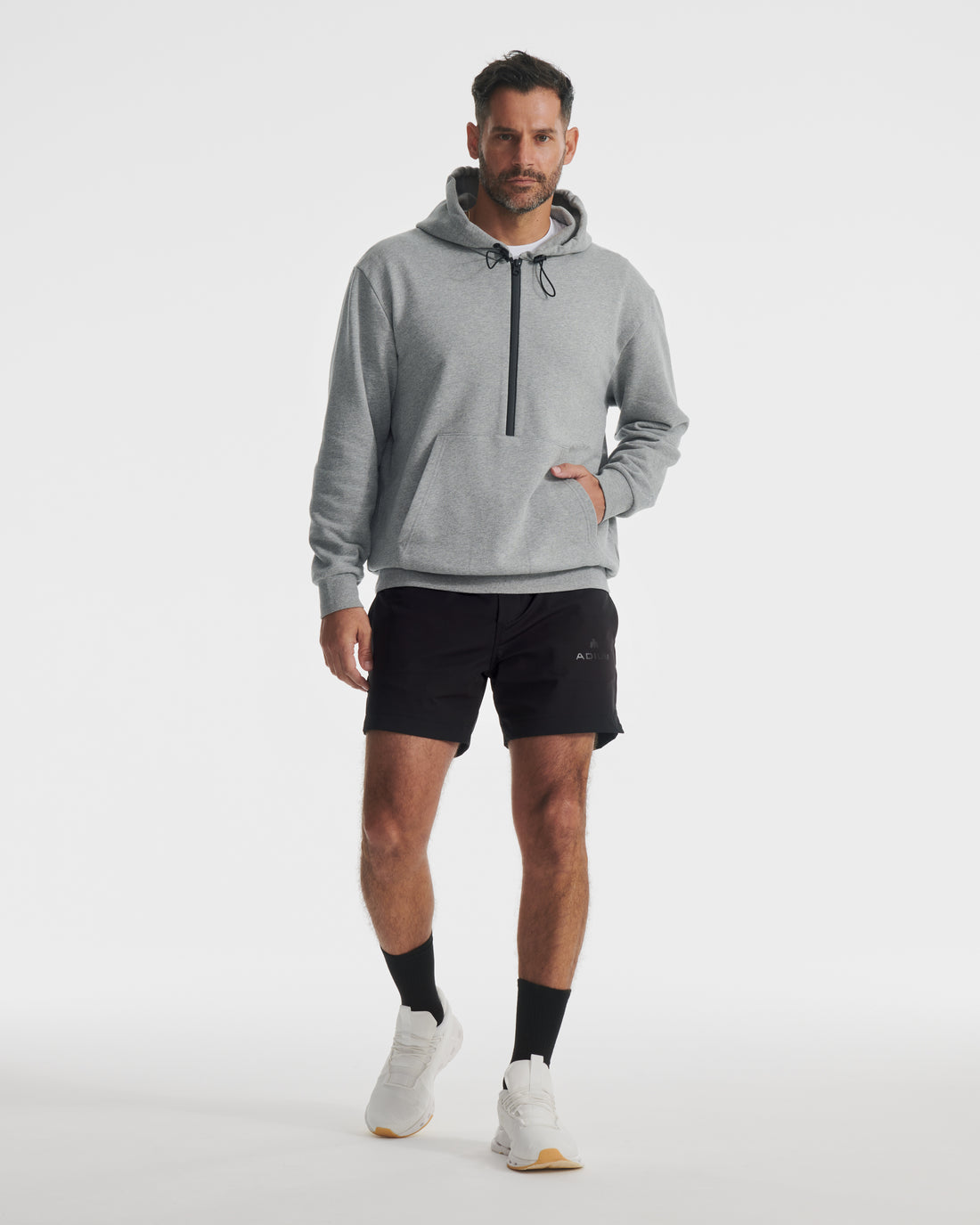 The ADIUM Heather Grey French Terry Half Zip Hoodie | "The Future of Fitness" Men's Health