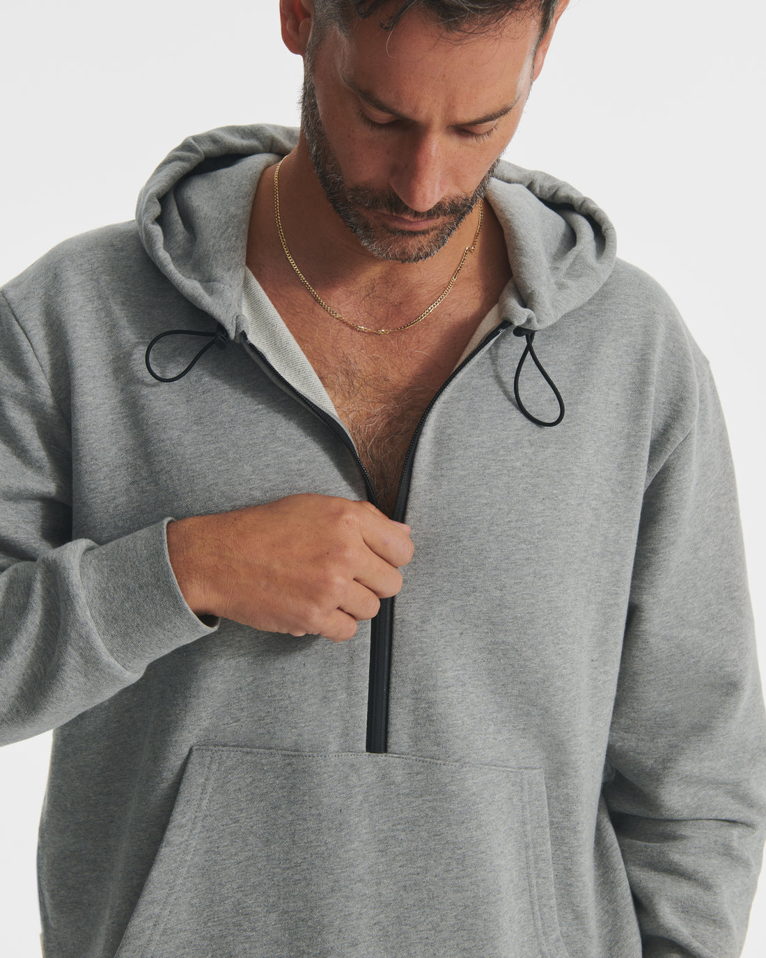 The ADIUM Heather Grey French Terry Half Zip Hoodie | "The Future of Fitness" Men's Health