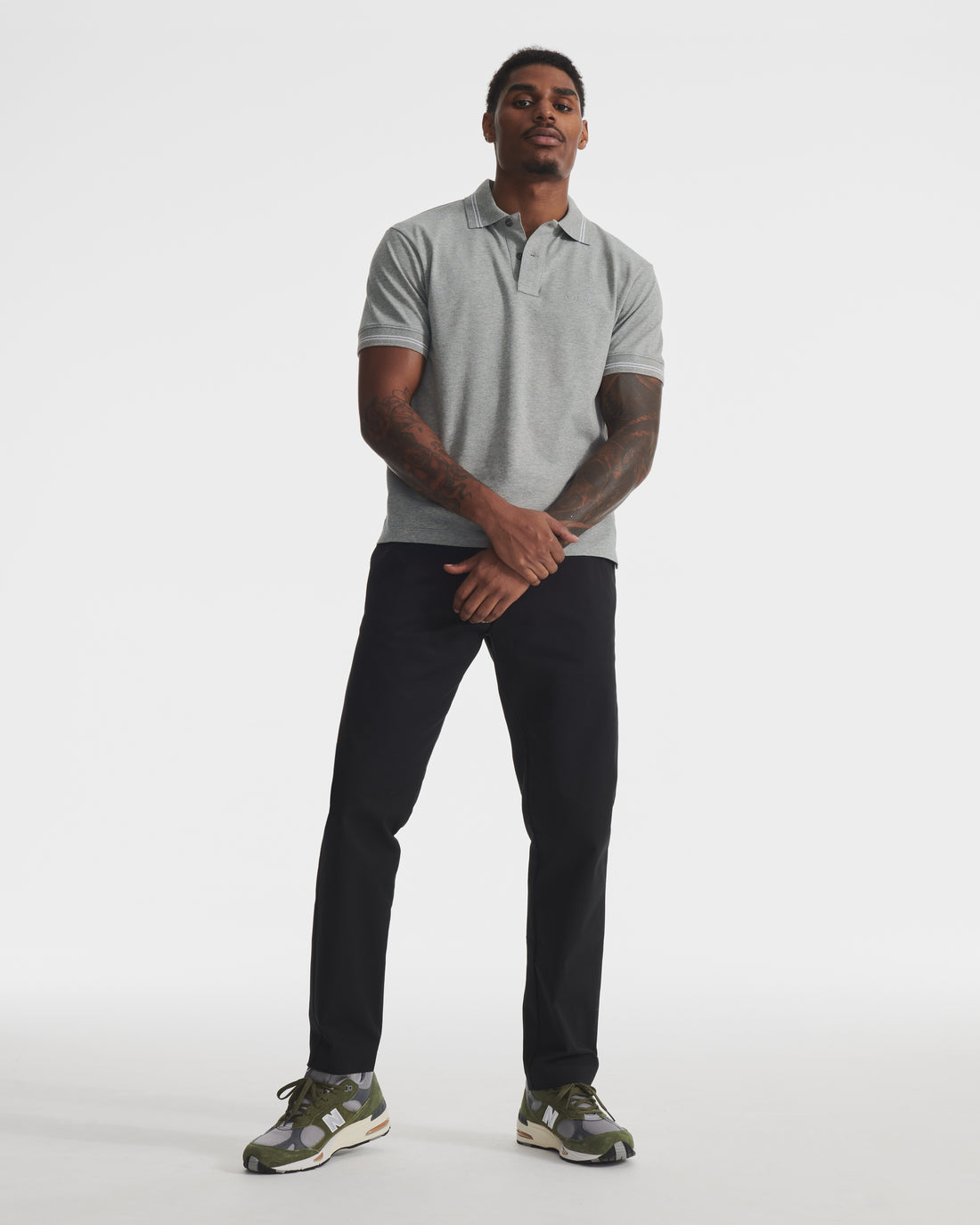 Heather Grey Pique Polo